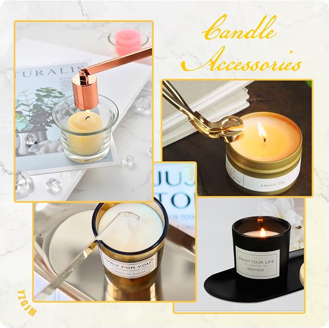 Exquisite Candle Accessories Tool Pack Bag, Rechargeable Electric Lighter, Wick Trimmer, Dipper, Snuffer and Tray Holder