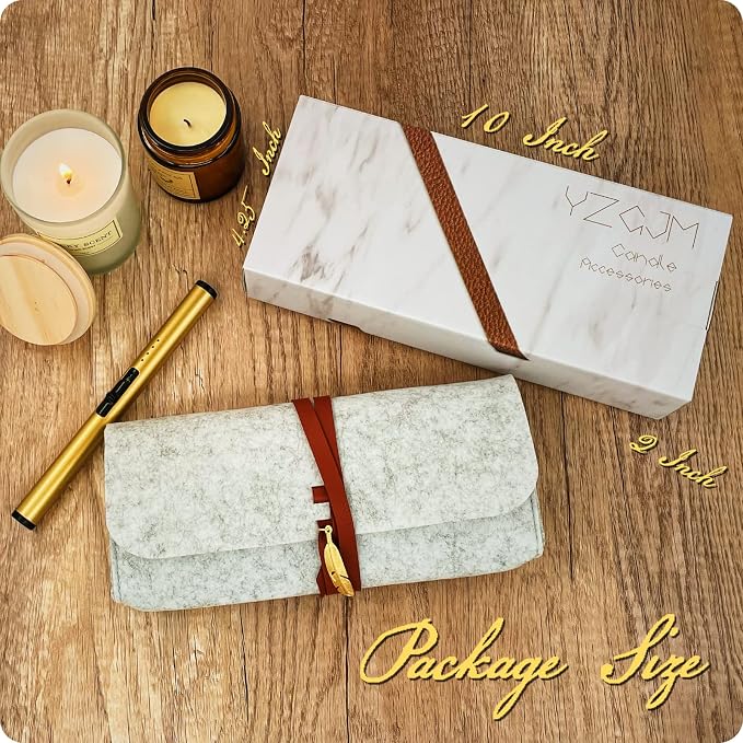Exquisite Candle Accessories Tool Pack Bag, Rechargeable Electric Lighter, Wick Trimmer, Dipper, Snuffer and Tray Holder