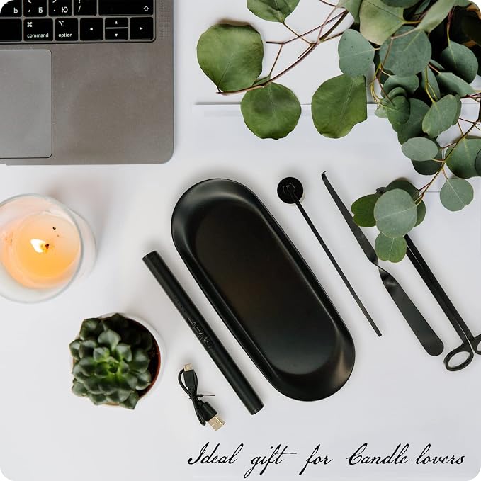 Exquisite Candle Accessories Tool Pack Bag, Rechargeable Electric Lighter, Wick Trimmer, Dipper, Snuffer and, alternate view