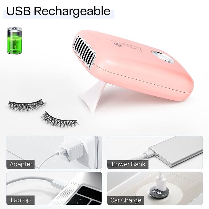 Eyelashes Rechargeable Fan, Mini Lash Fan Eyelash Extensions Portable USB Handheld Fans Dryer Air Conditioning Blower for