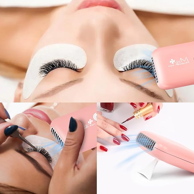Eyelashes Rechargeable Fan, Mini Lash Fan Eyelash Extensions Portable USB Handheld Fans Dryer Air Conditioning Blower for