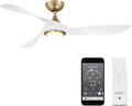 F-074L-SB/MW Swirl Indoor Ceiling Fan Soft Brass Matte White, product image