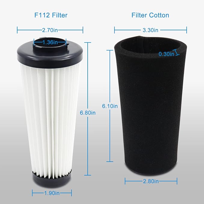 F112 Filter Replacement 6 Pack Compatible with Upright Vacuum Cleaner, Pre Motor Endura Odor Trapping Filter Set