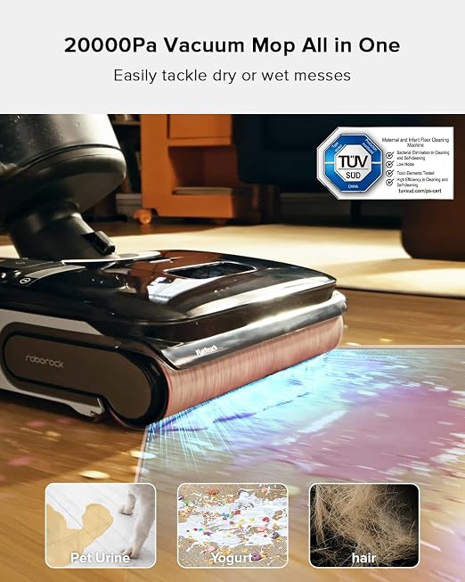 F25 BX Wet Dry Vacuum Cleaner, Cordless Vacuum Mop All in One with 20000Pa, 194°F Hot Air Flash Drying & Self Cleaning