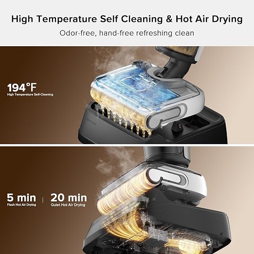 F25 BX Wet Dry Vacuum Cleaner, Cordless Vacuum Mop All in One with 20000Pa, 194°F Hot Air Flash Drying & Self Cleaning