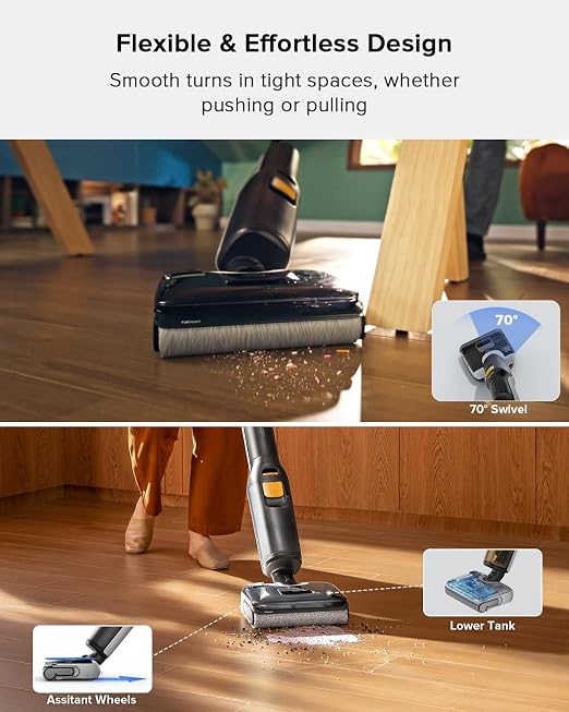 F25 BX Wet Dry Vacuum Cleaner, Cordless Vacuum Mop All in One with 20000Pa, 194°F Hot Air Flash Drying & Self Cleaning