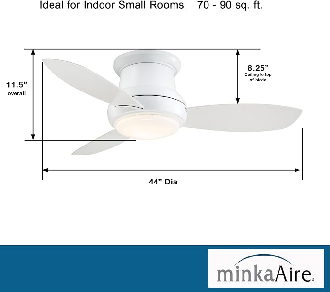 F518L-WH, Concept II LED White Flush Mount 44" Ceiling Fan with Light & Remote Control, alternate product view 8