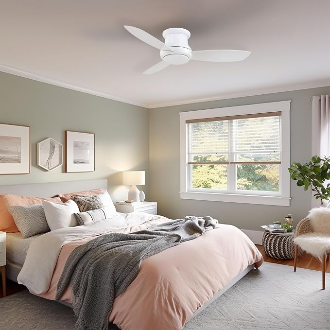 F518L-WH, Concept II LED White Flush Mount 44" Ceiling Fan with Light & Remote Control, alternate product view 9