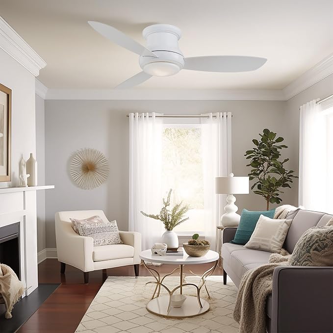F518L-WH, Concept II LED White Flush Mount 44" Ceiling Fan with Light & Remote Control, alternate product view 11