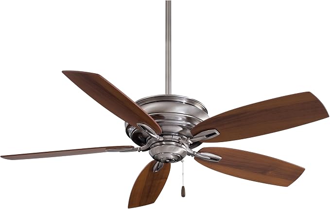 F614-PW Timeless 54" 5-Blade Ceiling Fan in Pewter Finish with Dark Walnut Blades, product image