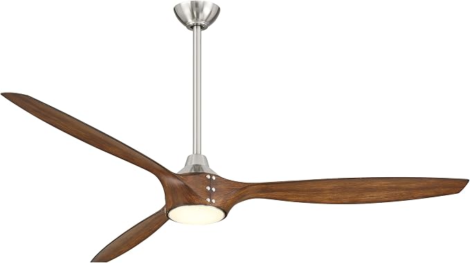 F762L-BN/DK Pierce 65" 3-Blade LED Smart Ceiling Fan - Brushed Nickel and Distressed Koa Finish Blades with Etched Lens