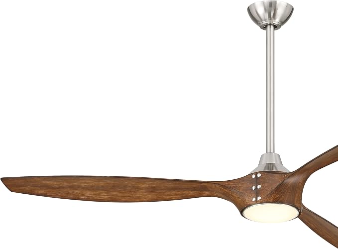 F762L-BN/DK Pierce 65" 3-Blade LED Smart Ceiling Fan - Brushed Nickel and Distressed Koa Finish Blades with Etched Lens