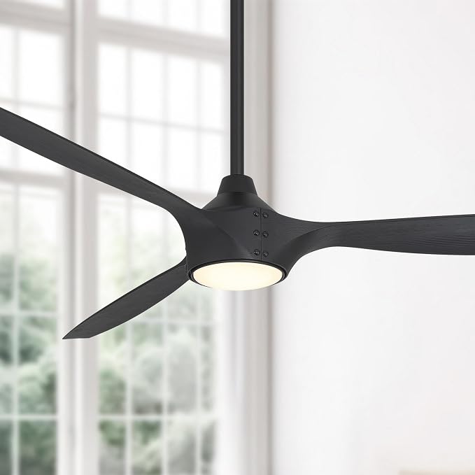 F762L-CL/SSB Pierce 65" 3-Blade LED Smart Ceiling Fan - Coal and Shou Sugi Ban Finish Blades with Etched Lens, alternate