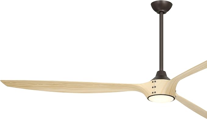 F763L-DB/WTO Pierce 84" 3-Blade LED Smart Ceiling Fan - Dark Bronze and White Oak Finished Blades with Etched Lens, alternate