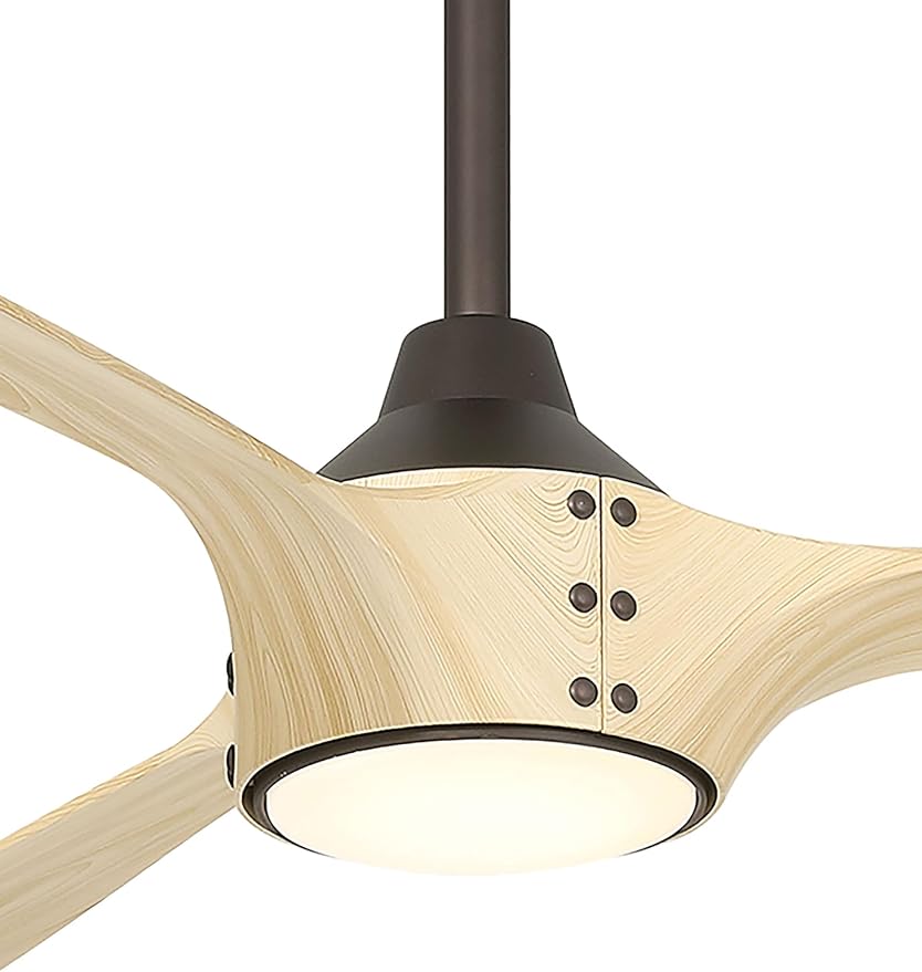 F763L-DB/WTO Pierce 84" 3-Blade LED Smart Ceiling Fan - Dark Bronze and White Oak Finished Blades with Etched Lens, alternate