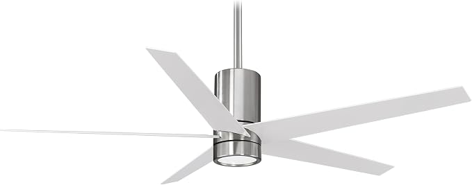 F828-BN/WH Symbio 56 Inch Ceiling Fan with Integrated LED Light and DC Motor in Brushed Nickel Finish and White Blades