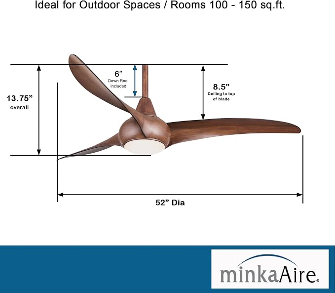 F844-DK, Light Wave 52" Ceiling Fan with LED Light Kit, Distressed Koa Finish, alternate product view 7