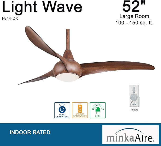 F844-DK, Light Wave 52" Ceiling Fan with LED Light Kit, Distressed Koa Finish, alternate product view 8
