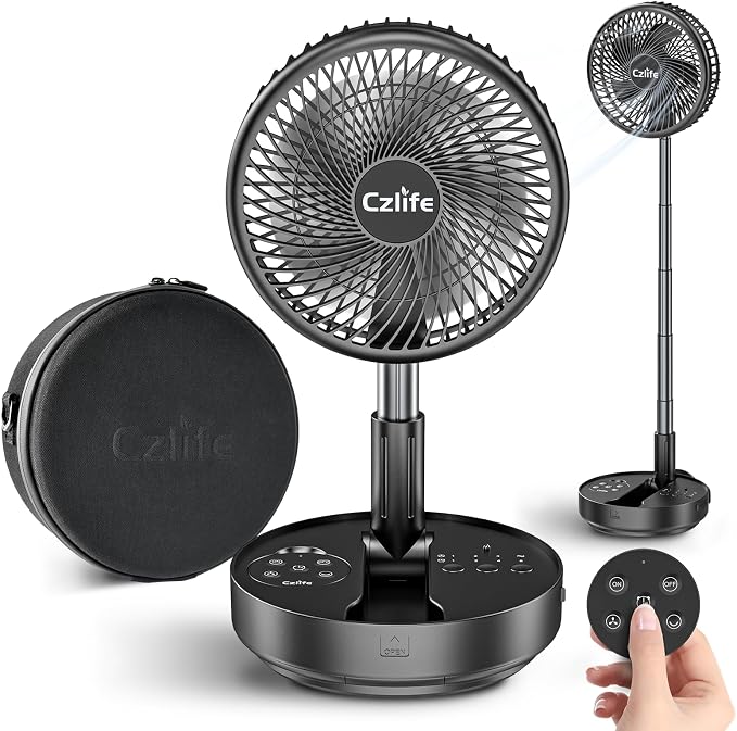 F9 Portable Fan, 10000mAh Rechargeable Battery Powered for Travel Sleeping Camping Bedroom Outdoor, Cordless Floor Desk USB