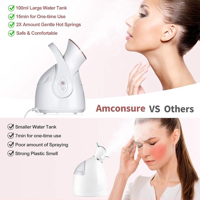 Facial Steamer, Nano Ionic Face Steamer for Home, 100ML Warm Mist Humidifier for Women Moisturizing, alternate product view 5