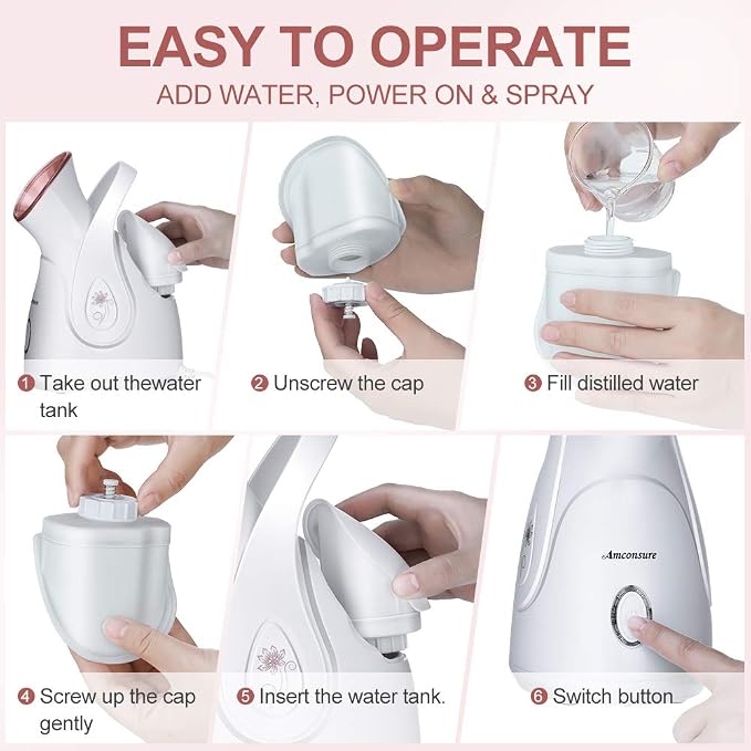Facial Steamer, Nano Ionic Face Steamer for Home, 100ML Warm Mist Humidifier for Women Moisturizing, alternate product view 7