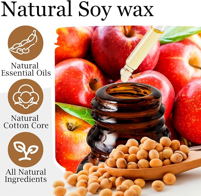 Fall Candles - Fall Decor for Home, Gifts for Women Mom Friend, Natural Soy Wax Apple Cider Scented Candles(7oz) 7oz glass