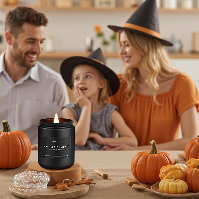 Fall & Winter Holiday Candle Set – 4-Pack Cozy Soy Candles with Pumpkin Vanilla, Cinnamon Apple, alternate product view 3