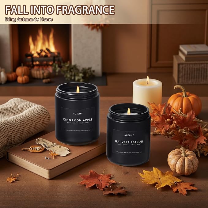 Fall & Winter Holiday Candle Set – 4-Pack Cozy Soy Candles with Pumpkin Vanilla, Cinnamon Apple, alternate product view 7