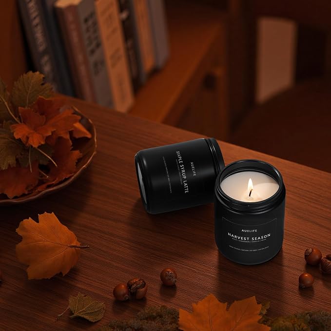 Fall & Winter Holiday Candle Set – 4-Pack Cozy Soy Candles with Pumpkin Vanilla, Cinnamon Apple, alternate product view 8