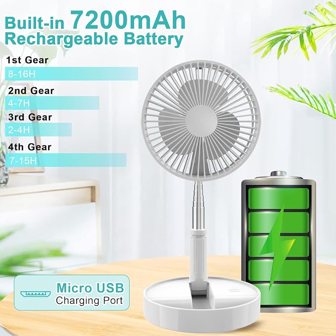 Fan Collapsible for Traveling Foldaway Rechargeable Portable Folding Travel Fans Portable Pedestal Standing Fan Foldable