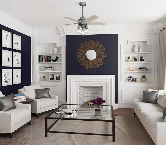 Fan Company, 50597, 44 inch Hardwick Matte Silver Ceiling Fan with LED Light Kit and Handheld Remote, alternate product view
