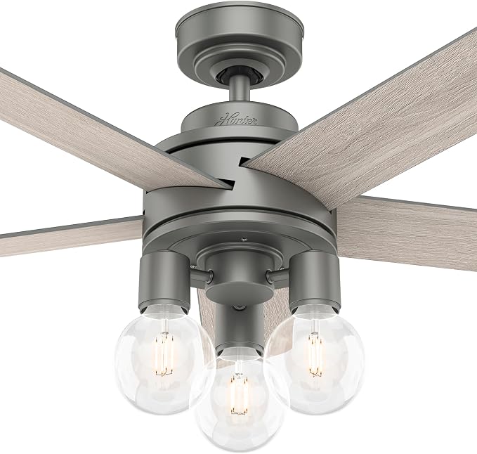 Fan Company, 50597, 44 inch Hardwick Matte Silver Ceiling Fan with LED Light Kit and Handheld Remote, alternate product view