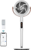 Fan for Bedroom, 100ft Standing Fans for Home, 120°+105° Smart Oscillating Pedestal Fans with Wi-Fi/Voice Control, DC Motor