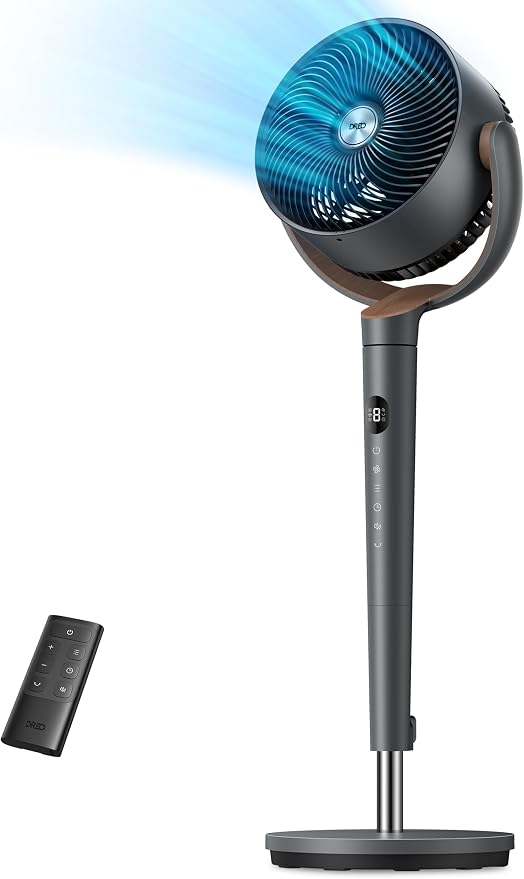 Fan for Bedroom, 120° Oscillating Standing Fans, Quiet Floor Fan with DC Motor, 100ft Pedestal Fans for Room, 9 Speeds, 4