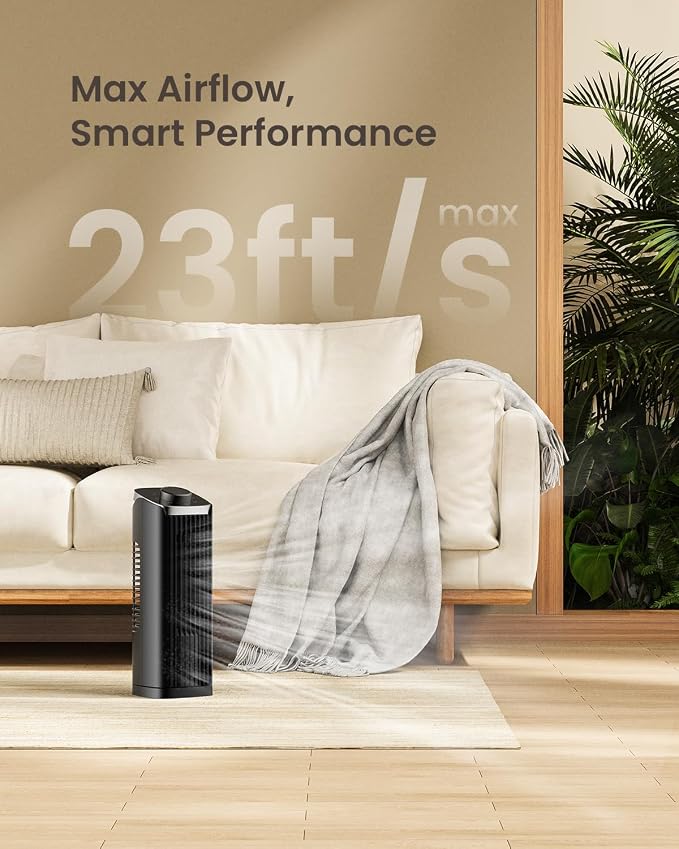 Fan for Bedroom, 13" Tower Fan, 3 Speeds Max 23ft/s, 70° Oscillating Desk Fan, Bladeless Standing Fan, Portable Fans