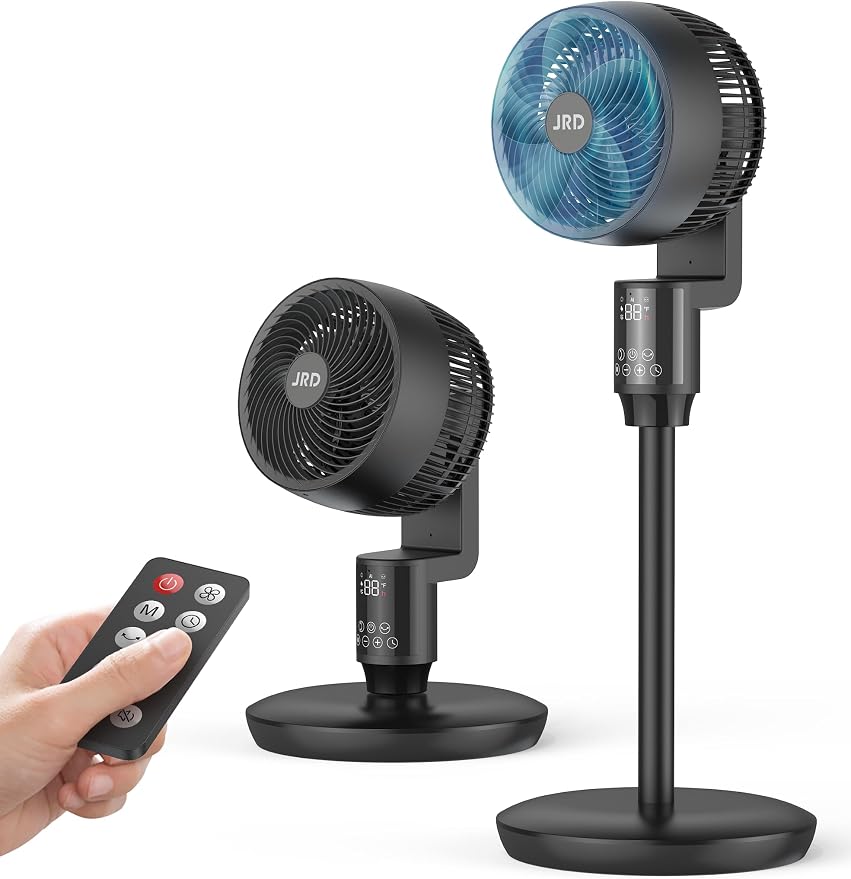 Fan for Bedroom, 70° Oscillating Standing Fans, Quiet Floor Fan, 100ft Pedestal Fans for Room, 6 Speeds, 3 modes,90° Manual
