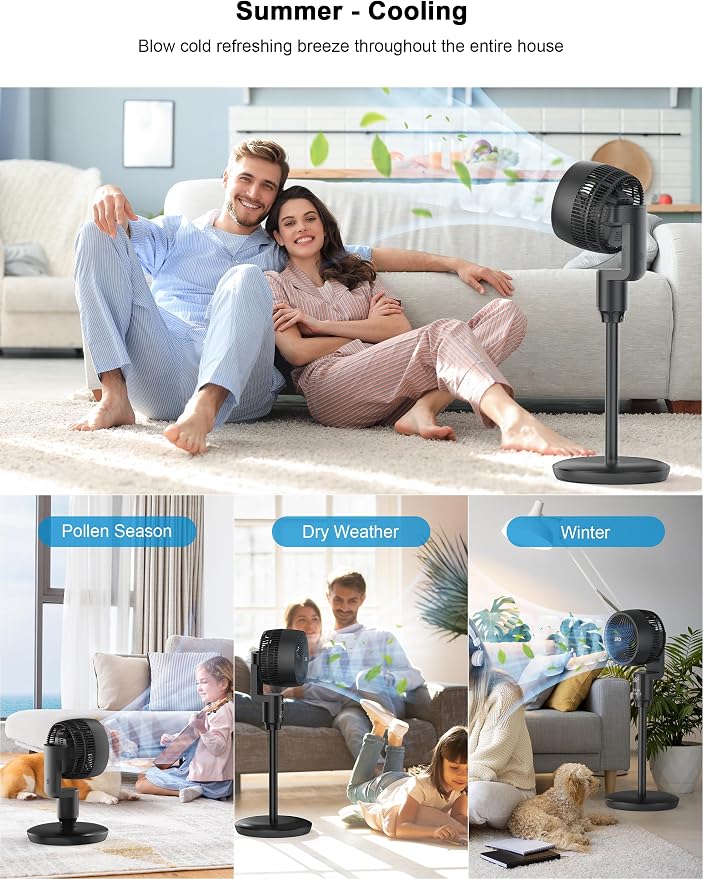 Fan for Bedroom, 70° Oscillating Standing Fans, Quiet Floor Fan, 100ft Pedestal Fans for Room, 6 Speeds, 3 modes,90° Manual
