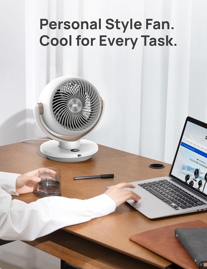 Fan for Bedroom, Desk Air Circulator Fans with Remote, 11 Inch Table Fan for Whole Room, 65ft Powerful Airflow, 120° Vertical