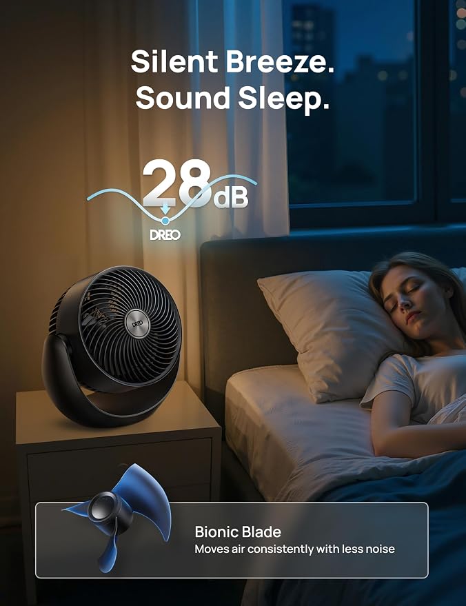 Fan for Bedroom, Floor fans for Whole Room, 40ft Strong Airflow, 120° Adjustable Tilt, 28db Low Noise, Quiet, 11 Inch, 3