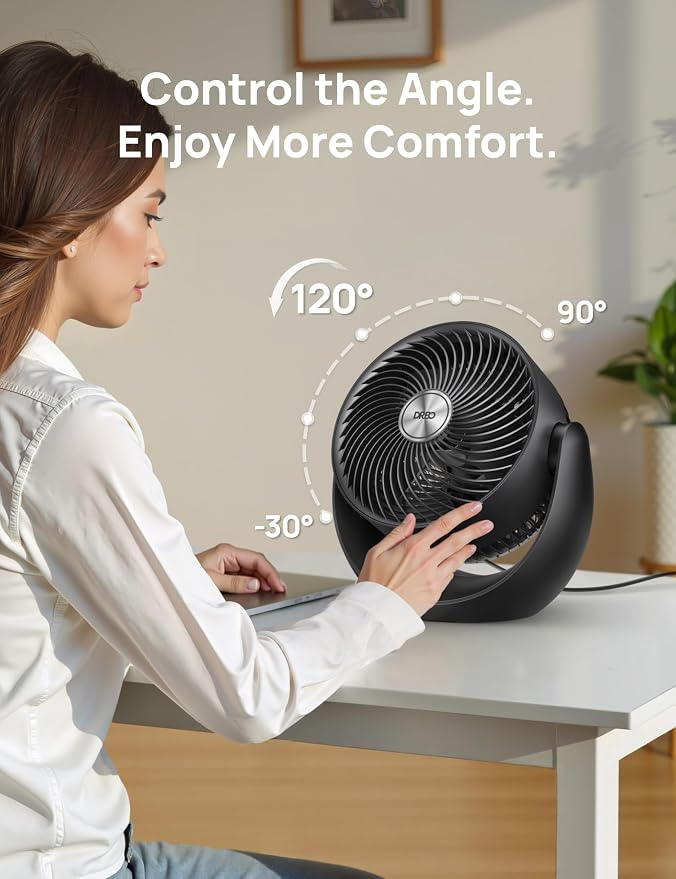 Fan for Bedroom, Floor fans for Whole Room, 40ft Strong Airflow, 120° Adjustable Tilt, 28db Low Noise, Quiet, 11 Inch, 3