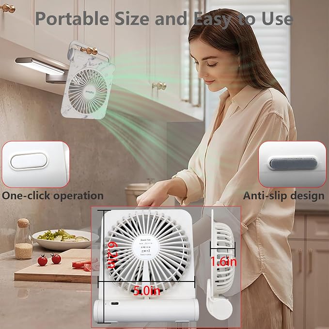 FanFamily USB Fan Small and Powerful 5in 4-Level Speed Rechargeable 5.1in Easy to Carry, alternate product view 6