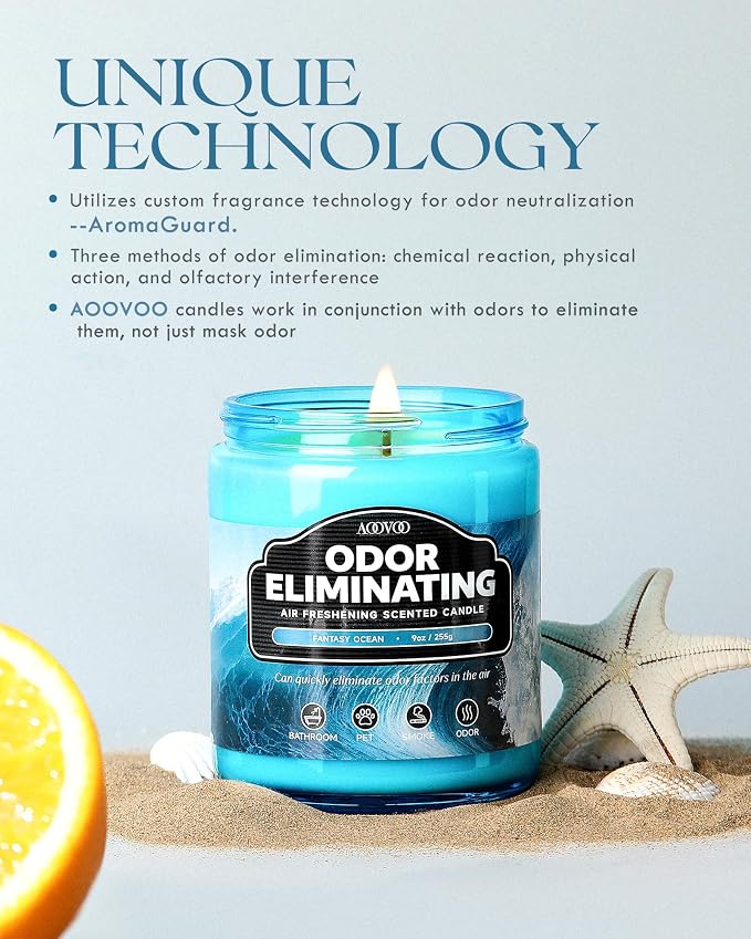 Fantasy Ocean Odor Eliminating Highly Fragranced Candle - Eliminates Pet, Smoke, Food, and Other Smells Quickly, alternate