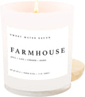 Farmhouse Candle | Autumn, Cinnamon, and Nutmeg, Fall Scented Soy Candles for Home | 11oz White Glass +, product image