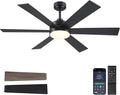 Farmhouse Rustic Ceiling Fans with Lights and Remote, Bedroom Living Room Kitchen Fans Ceiling with Light Chandier (Black, 52