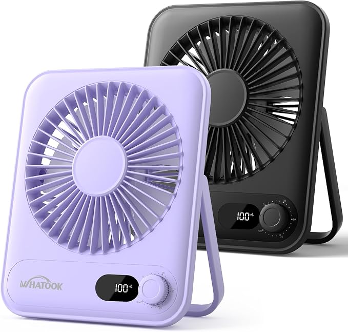 Desk Fan 2 Pack: 100 Speeds Stepless Control 5000mAh Battery Operated Portable Fan, product image