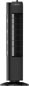 FAT2835 Tower 60 Degree Oscillating Fan, 3 Speed Settings with Manual Knob, and Convenient Carry Handle, Black