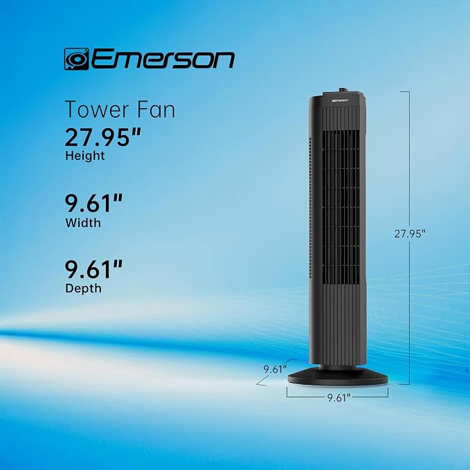 FAT2835 Tower 60 Degree Oscillating Fan, 3 Speed Settings with Manual Knob, and Convenient Carry Handle, Black, alternate