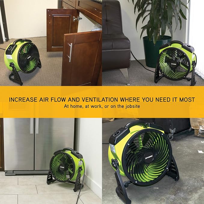 FC-200 Heavy Duty Industrial High Velocity Whole Room Air Mover Air Circulator Utility Floor Fan, 4 Speeds, Timer, 13 inch