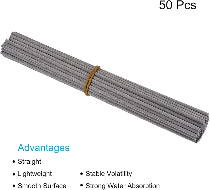 Fiber Reed Diffuser Sticks 7.9" x3mm for Aroma Fragrance Essential Oil, Grey Pack of 50, alternate product view 3