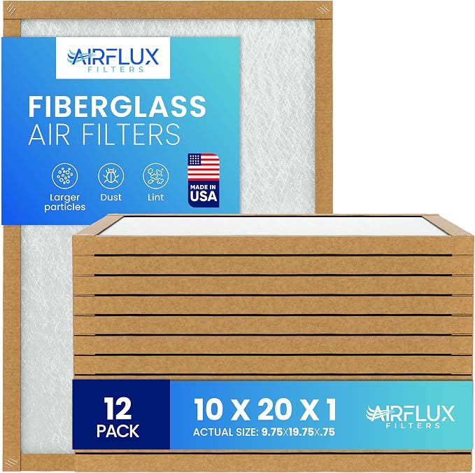 Fiberglass Air Filter -10x20x1Air Filter 12 Pack - Non Pleated 10"x20"x1", AC Filters for Home, Fiberglass, HVAC filters
